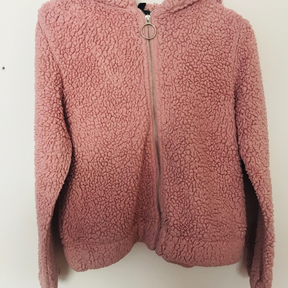 Derek Heart Fluffy Pink Cropped Jacket Size L